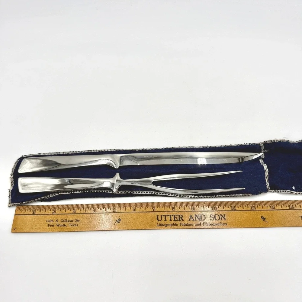 Patrician‎ Japan Stainless Steel Mid Century Modern Carving Knife and Fork Set